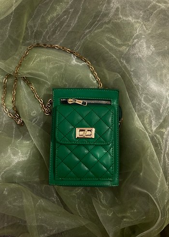 Yeşil Deri Kadın Çanta - Görsel 7