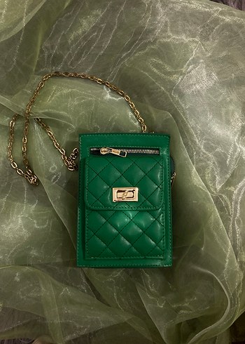 Yeşil Deri Kadın Çanta - Görsel 5