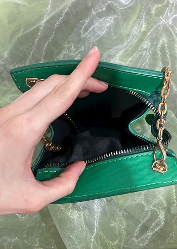 Yeşil Deri Kadın Çanta - Görsel 4