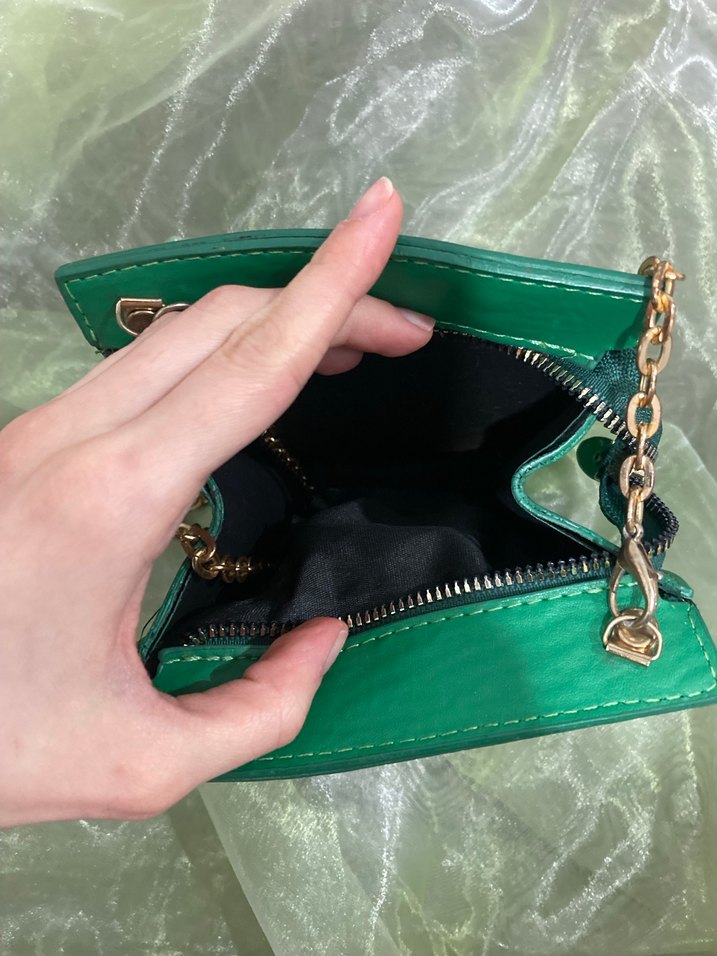 Yeşil Deri Kadın Çanta - Görsel 4