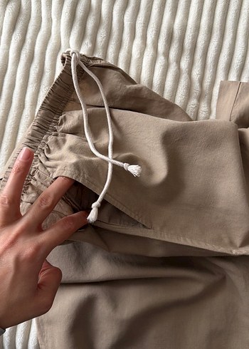 Bej Keten Salaş Kadın Pantolon uniqlo marka - Görsel 4