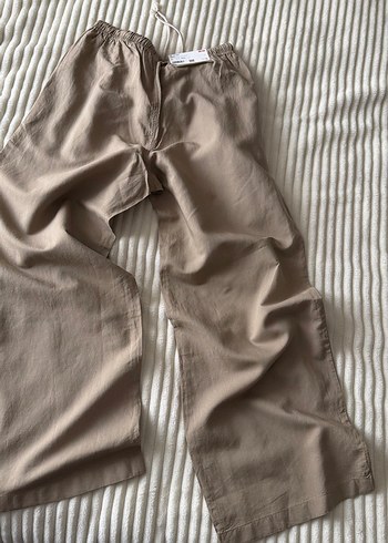 Bej Keten Salaş Kadın Pantolon uniqlo marka - Görsel 3