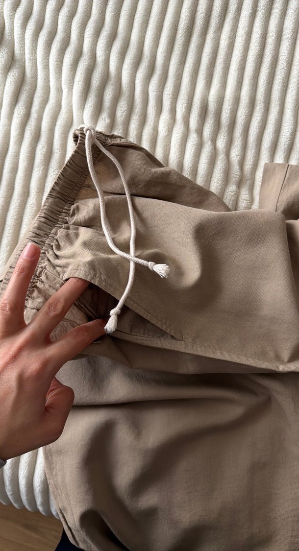 Bej Keten Salaş Kadın Pantolon uniqlo marka - Görsel 4