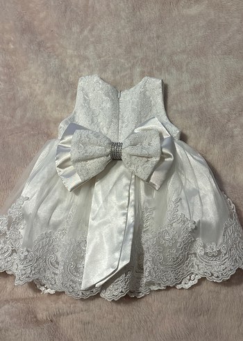 Kız Çocuk Beyaz Dantel İşlemeli Elbise - Görsel 2