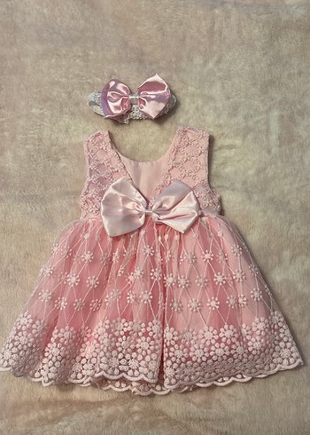 Dantel Detaylı Pembe Kız bebekElbisesi - Görsel 2