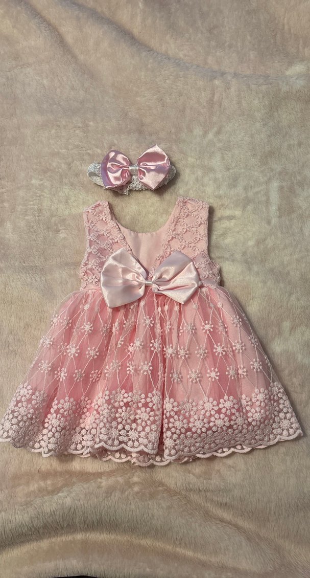 Dantel Detaylı Pembe Kız bebekElbisesi - Görsel 2