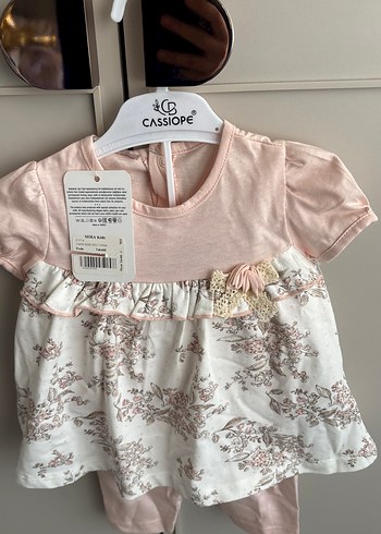 Dantel Detaylı Pembe Bebek Kız Takımı - Görsel 2