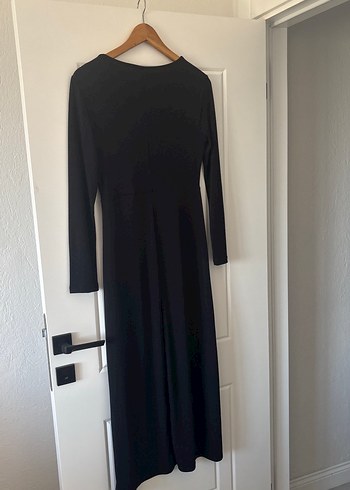 Uzun Kollu Siyah Drapeli Kadın Elbise - Görsel 2