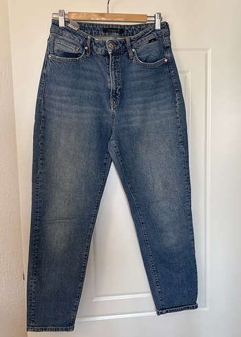 Gri Mavi Kadın Bol Kesim Midi Denim Pantolon star