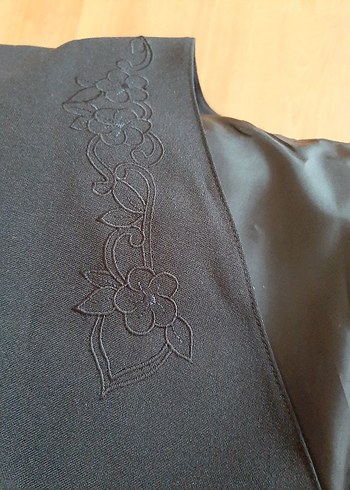 Düğmeli Siyah Keten Kadın Yelek - Görsel 8