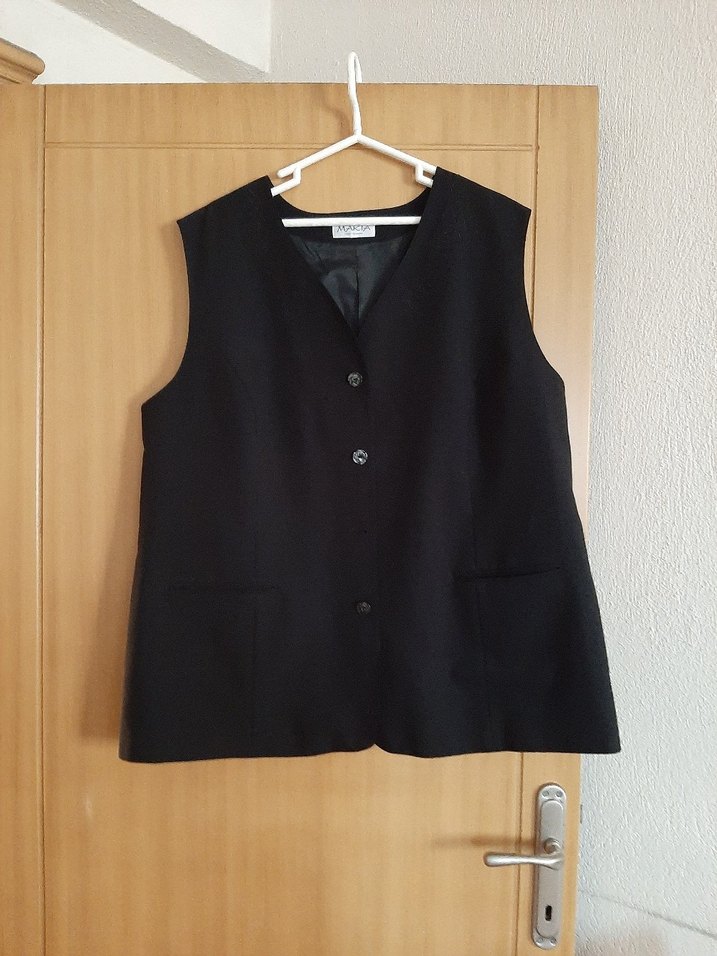 Düğmeli Siyah Keten Kadın Yelek - Görsel 2