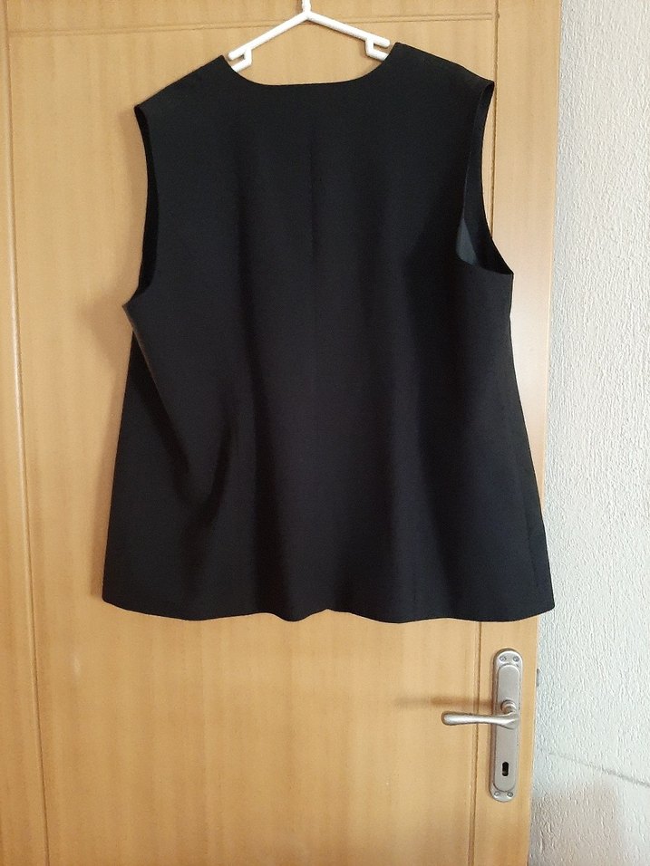 Düğmeli Siyah Keten Kadın Yelek - Görsel 4