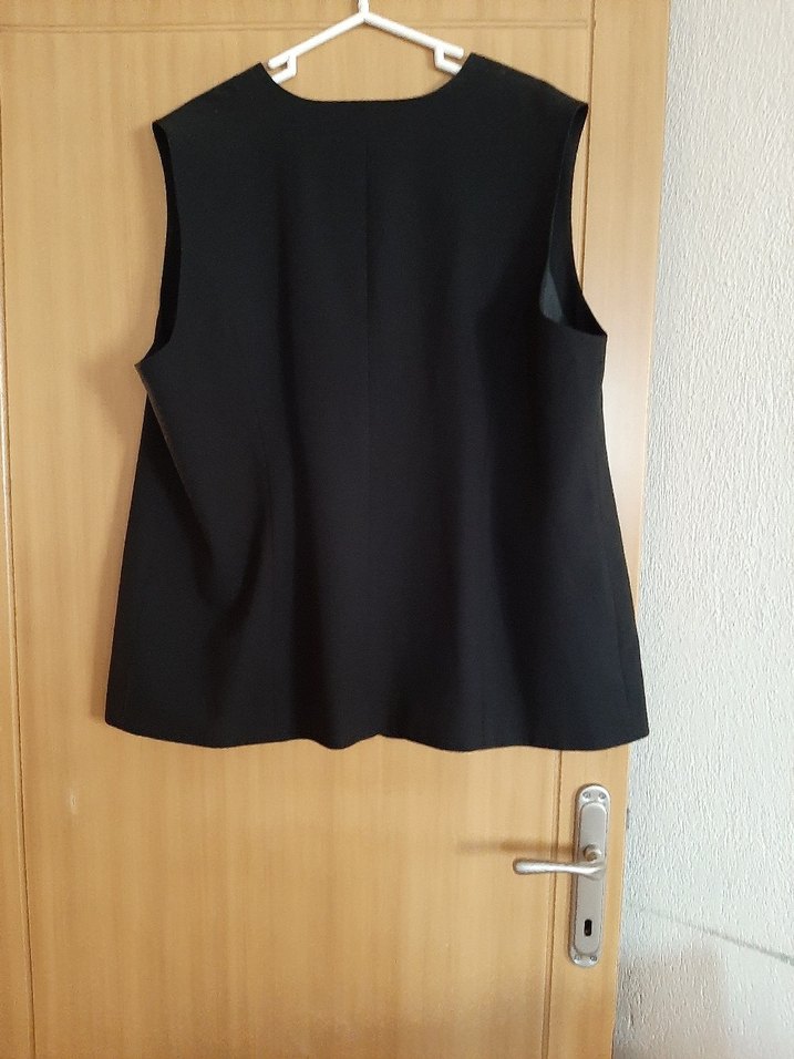 Düğmeli Siyah Keten Kadın Yelek - Görsel 3