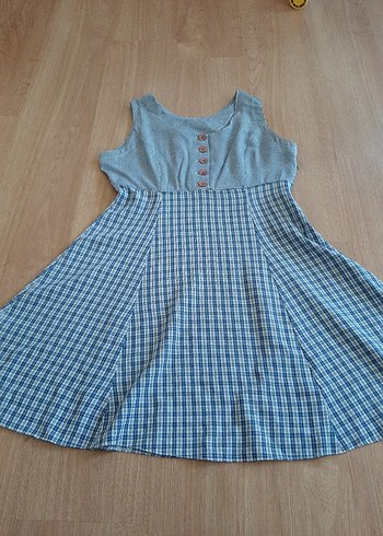 Gri Düğmeli Bohem Midi Elbise - Görsel 8