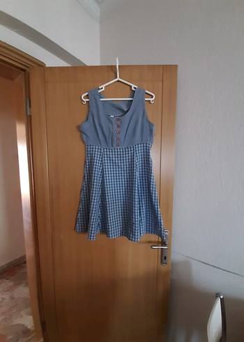 Gri Düğmeli Bohem Midi Elbise - Görsel 3