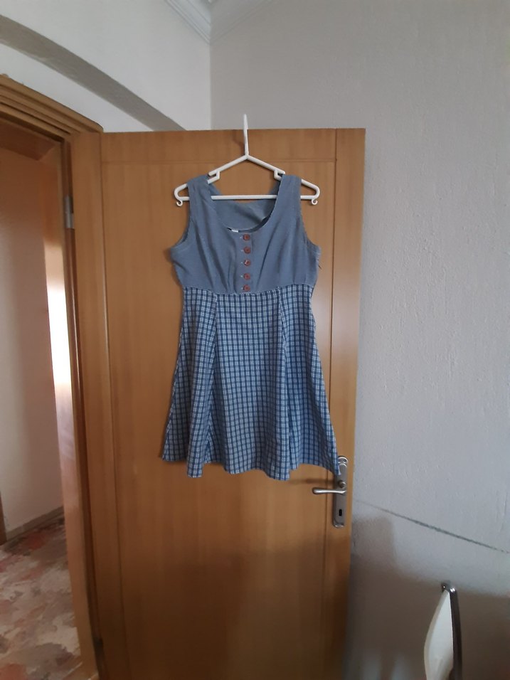 Gri Düğmeli Bohem Midi Elbise - Görsel 3