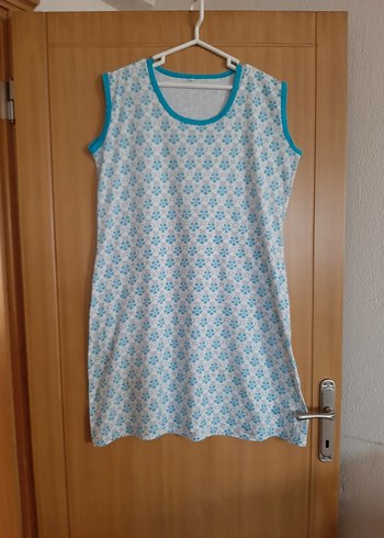 Mavi Desenli Kolsuz penye elbise - Görsel 2