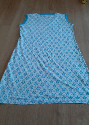 Mavi Desenli Kolsuz penye elbise - Görsel 5