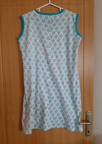 Mavi Desenli Kolsuz penye elbise - Görsel 3