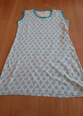 Mavi Desenli Kolsuz penye elbise - Görsel 7