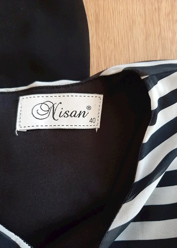 Gri Çizgili Kemerli Midi Elbise - Görsel 10