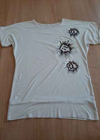 Bej renkli İşlemeli bluz - Görsel 5