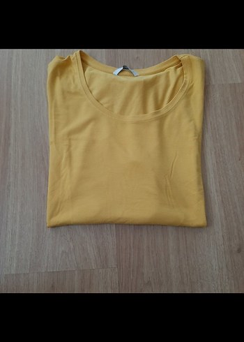 Sarı Kadın Basic Kısa Kollu Tişört - Görsel 5