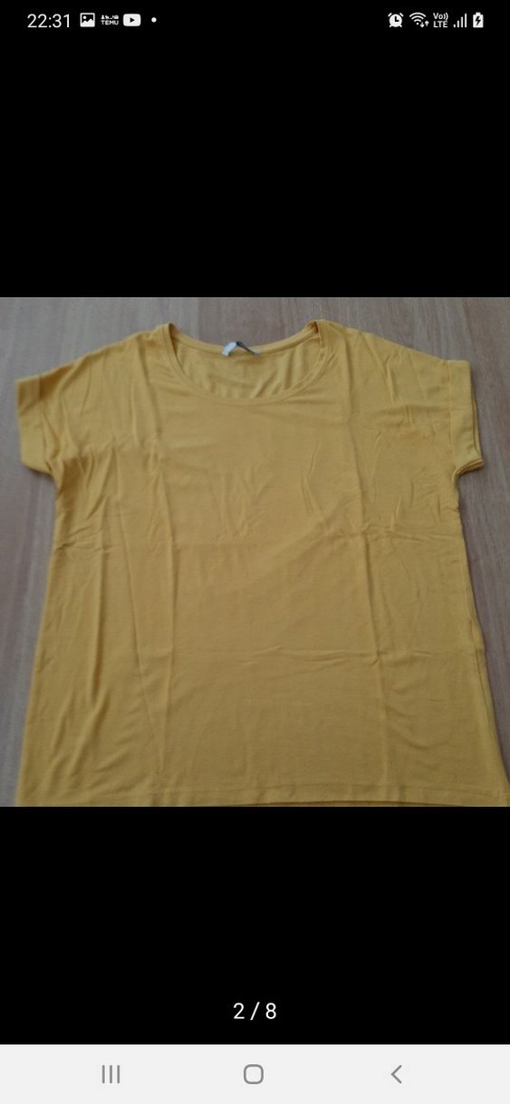 Sarı Kadın Basic Kısa Kollu Tişört - Görsel 2