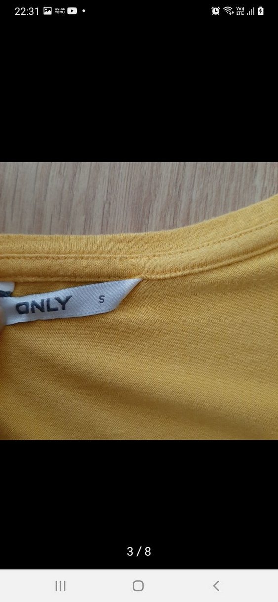 Sarı Kadın Basic Kısa Kollu Tişört - Görsel 3