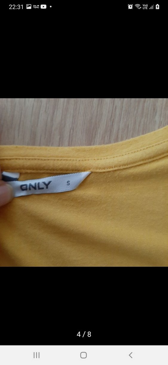 Sarı Kadın Basic Kısa Kollu Tişört - Görsel 4