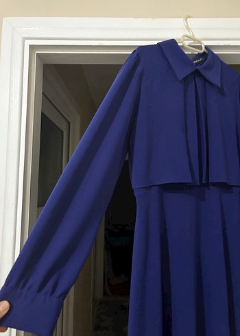 Koyu Mavi Uzun Kollu Uzun Elbise - Görsel 2