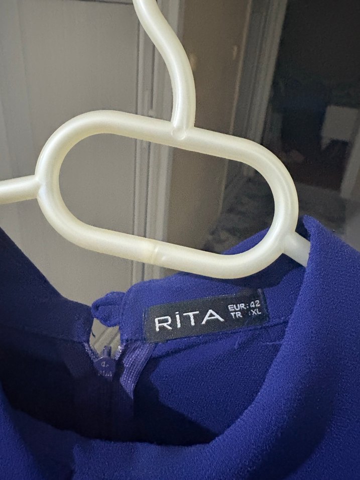 Koyu Mavi Uzun Kollu Uzun Elbise - Görsel 3