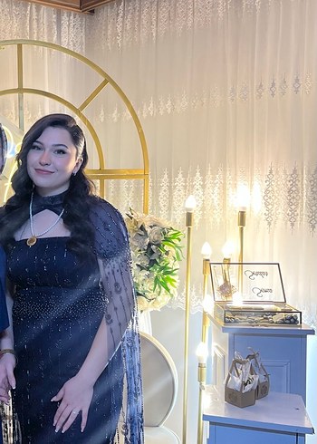 Söz Nişan Uzun Lacivert Straplez Abiye Elbise - Görsel 6