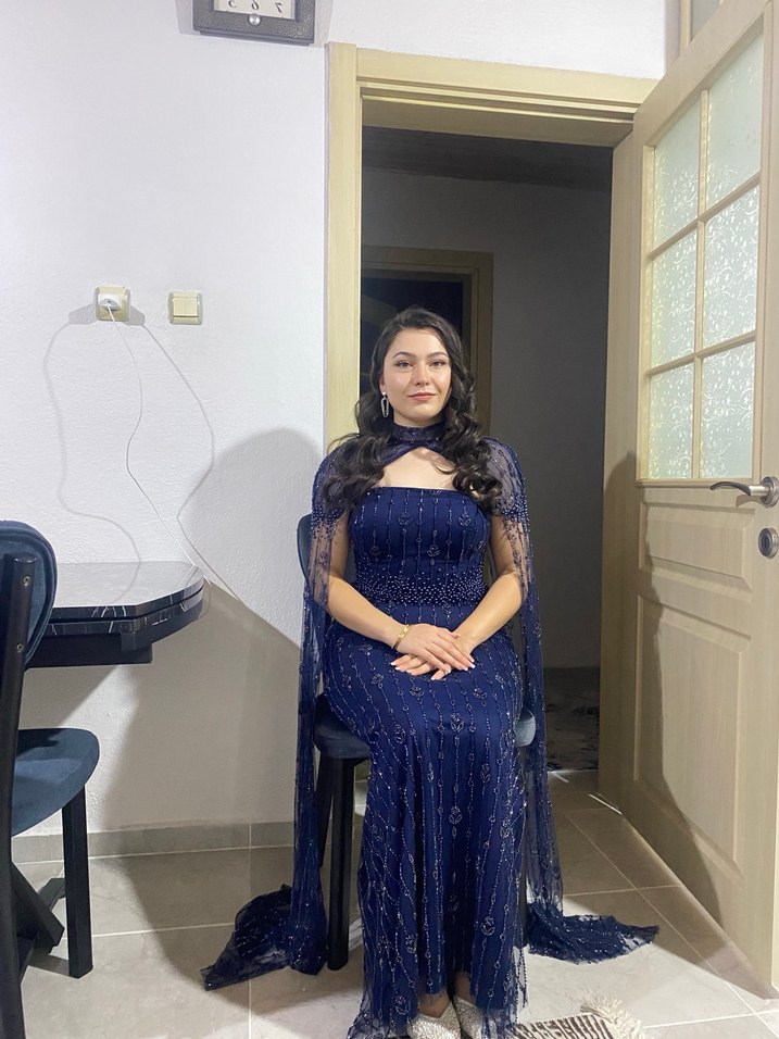 Söz Nişan Uzun Lacivert Straplez Abiye Elbise - Görsel 4