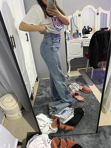 zara wide leg jean - Görsel 2