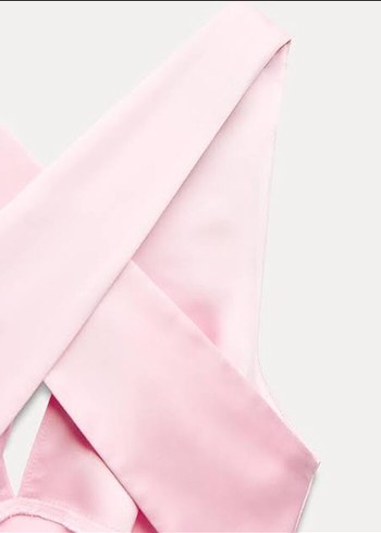 Pembe V Yaka Parlak Midi Kadın Elbise - Görsel 9