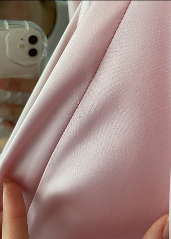 Pembe V Yaka Parlak Midi Kadın Elbise - Görsel 11