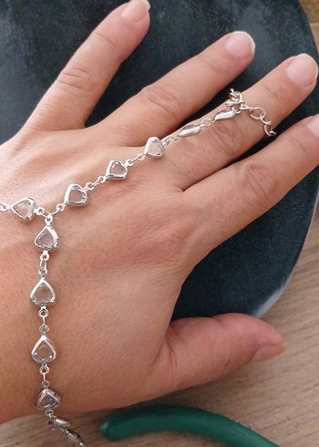 Gri Yılan Desenli Bohem Zincirli Kadın El Zinciri - Görsel 4