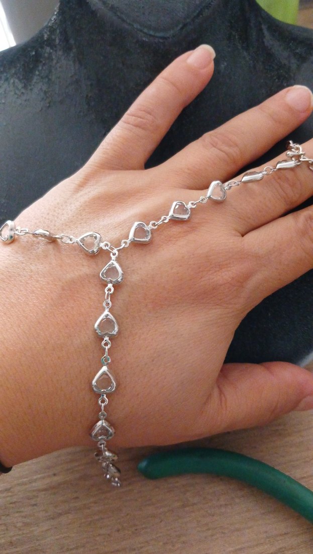 Gri Yılan Desenli Bohem Zincirli Kadın El Zinciri - Görsel 3