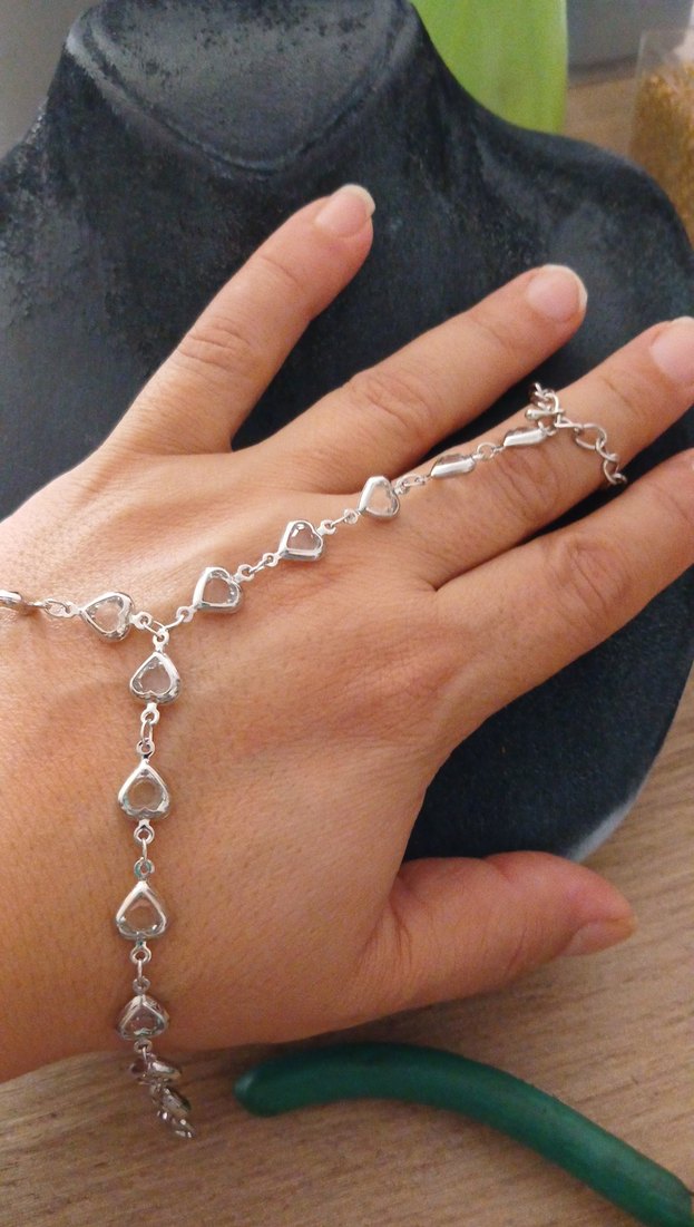 Gri Yılan Desenli Bohem Zincirli Kadın El Zinciri - Görsel 2