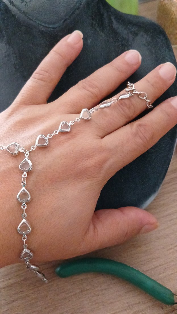 Gri Yılan Desenli Bohem Zincirli Kadın El Zinciri - Görsel 4