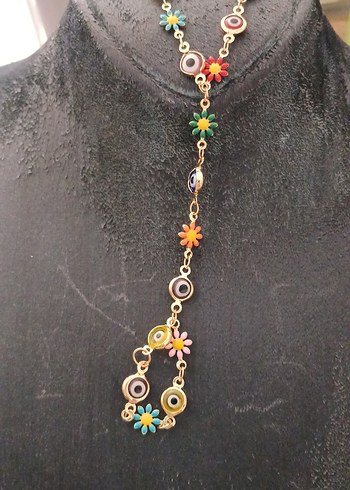 Çiçekli Boncuklu Bohem Kadın El Zinciri şahmeran - Görsel 3