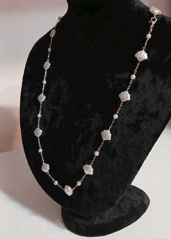 Beyaz Boncuklu Bohem Çelik Kolye - Görsel 2