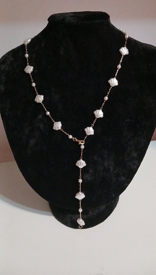 Beyaz Boncuklu Bohem Çelik Kolye - Görsel 3