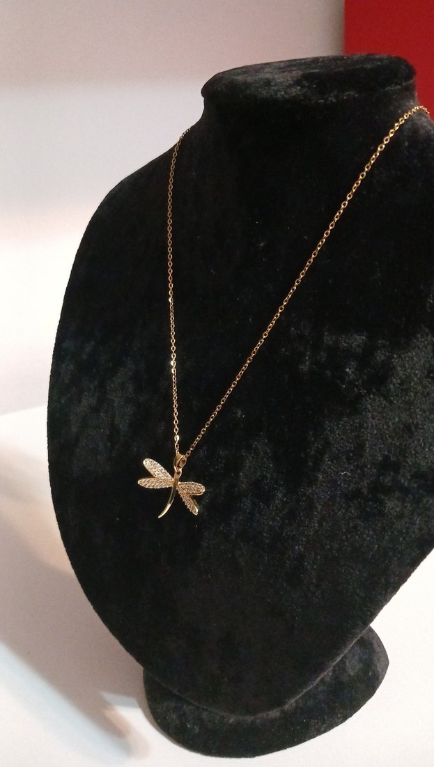 Zarif Altın Zincirli Yusufçuk Çelik Kolye - Görsel 2