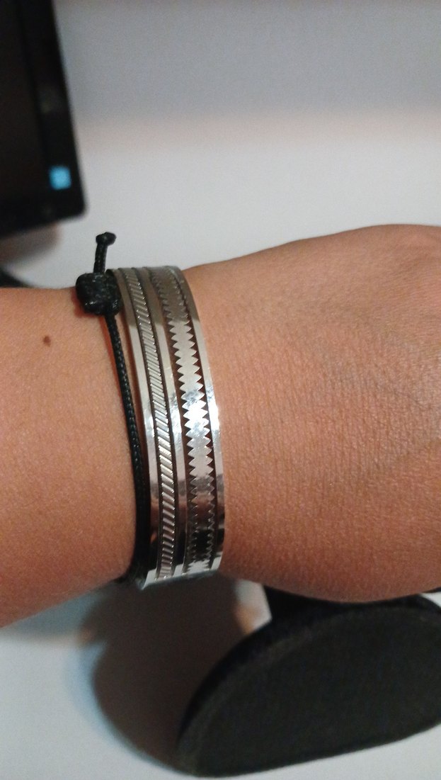 Gri Tokalı Bohem Kadın Çelik Bileklik - Görsel 5