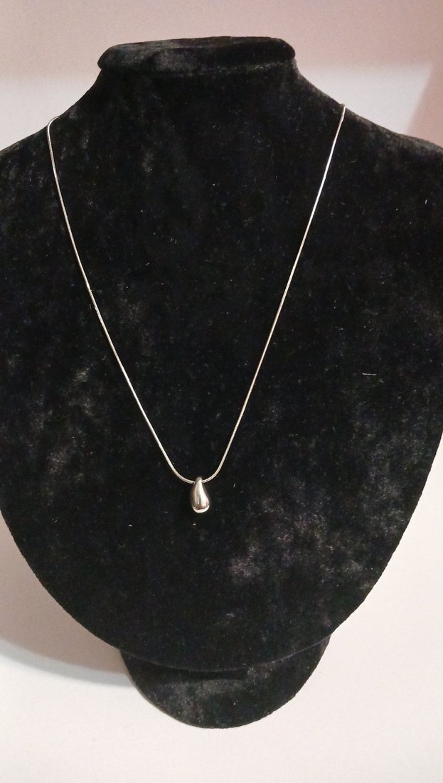 Gümüş Renkli Minimalist Zincir Çelik Damla Kolye - Görsel 2