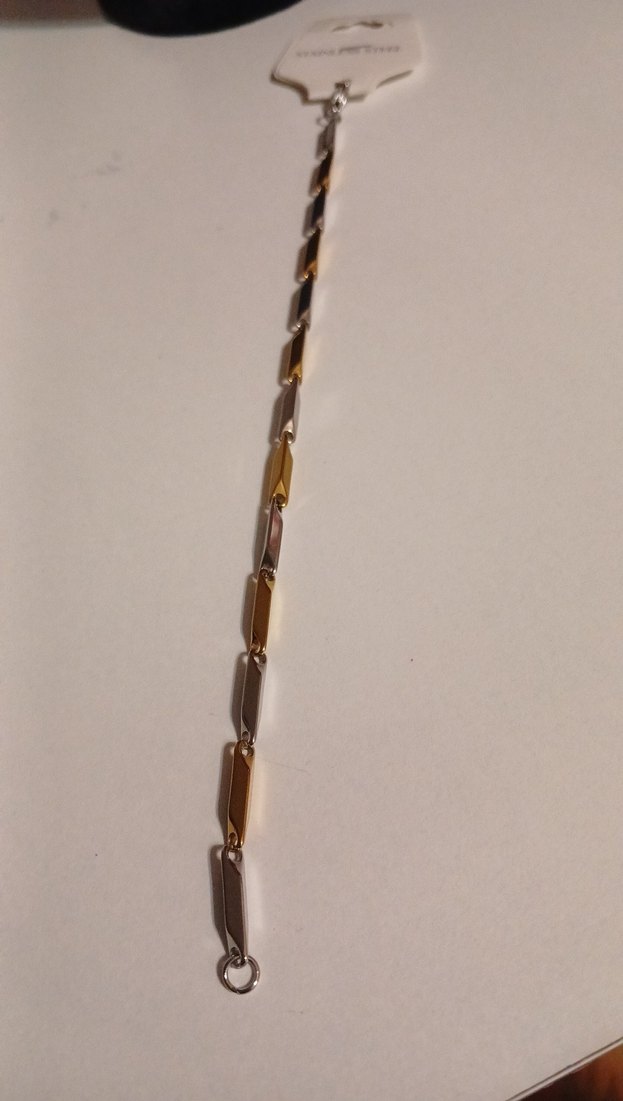 Altın ve Gümüş Renk Detaylı Erkek Çelik Bileklik - Görsel 2