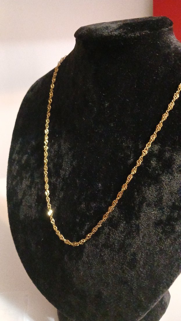 Zincir Detaylı Altın Rengi Kadın Çelik Kolye - Görsel 2