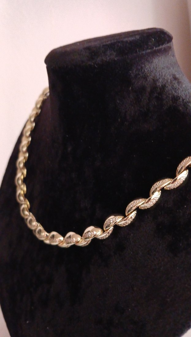 üzeri taşlarla işlenmiş çelik gerdanlık - Görsel 2